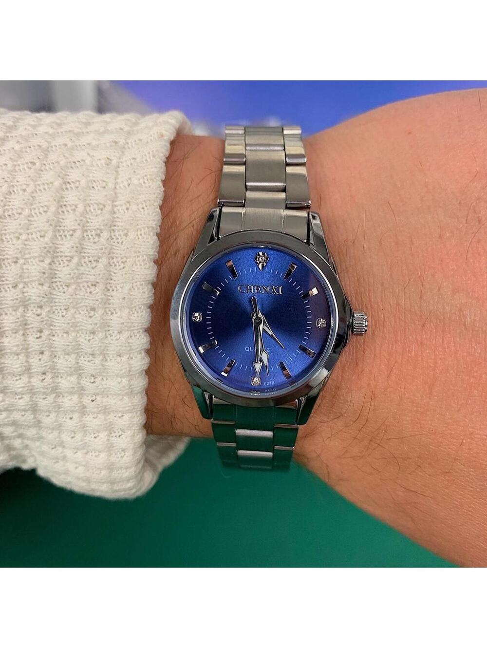 Silver Classy Quartz Round Blue Stainless Steel Watch. Stainless steel - Picture 3 of 8